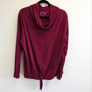 Any Body Burgandy Cowl Neck Front Tie Top Size Large